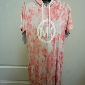 MICHAEL Michael Kors Breezy Tie-Dye Dress Shell Pink M